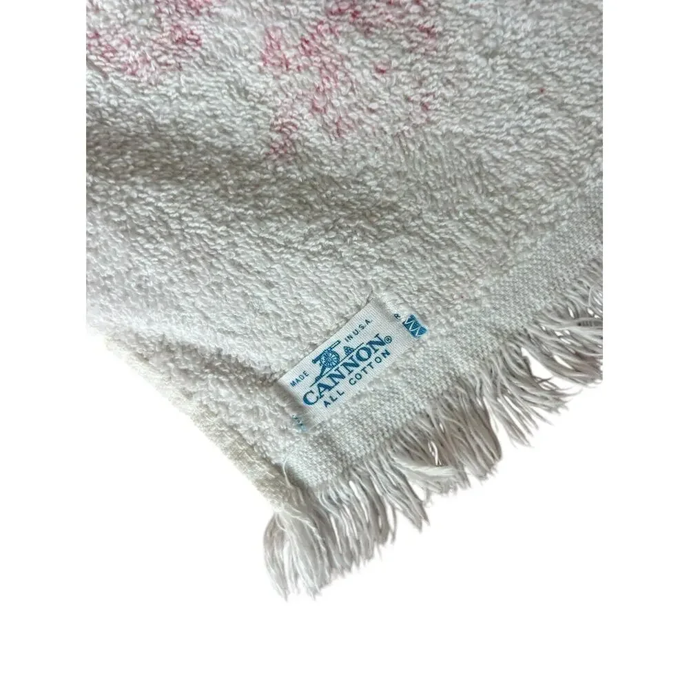 Vintage Cannon‎ 2 wash cloths 1 hand towel Pink White Floral Pattern All Cotton